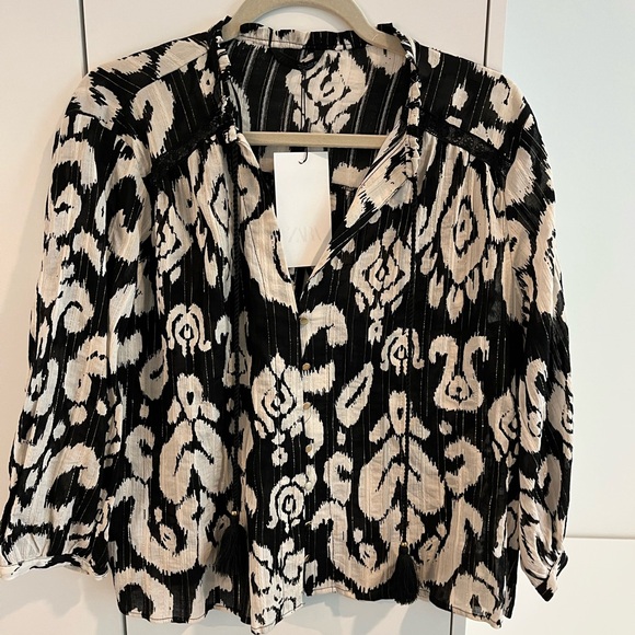 NWT Zara Ikat Patterned Blouse - Picture 1 of 3